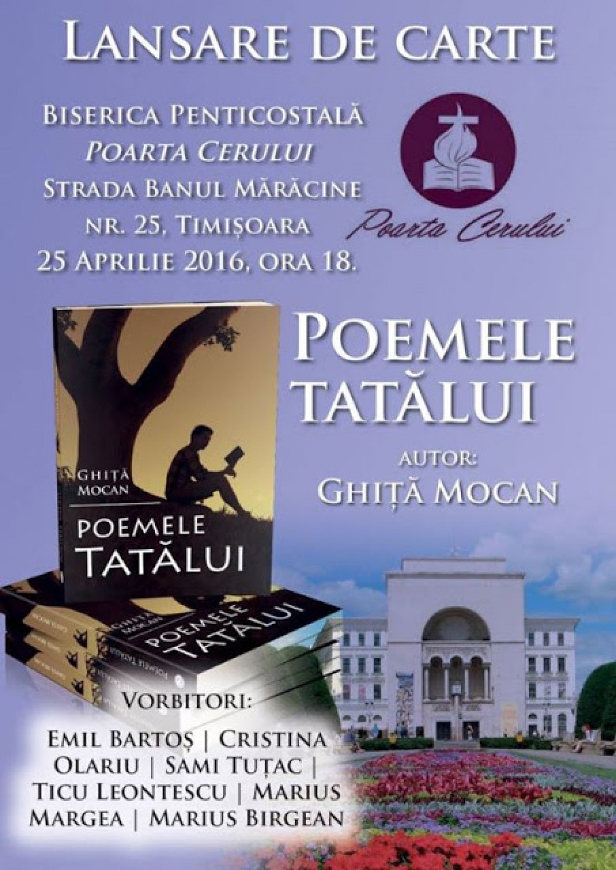 Lansare de carte: "Poemele Tatălui " la Poarta Cerului - 25 aprilie 2016