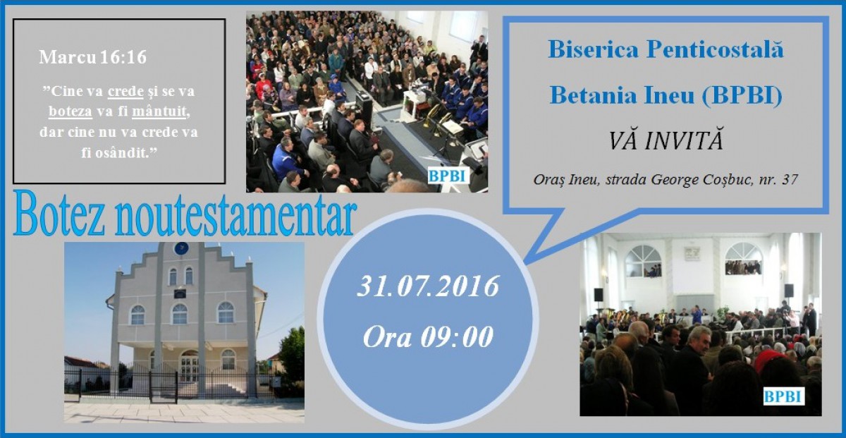 Botez la Biserica Penticostală Betania Ineu